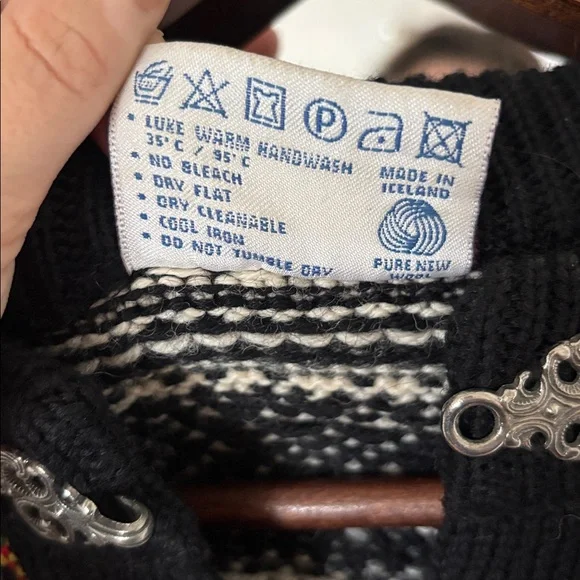 NORWEAR WOMENS MADE IN ICELAND 100% PURE WOOL SWEATER FAIR ISLE CREWNECK MEDIUM - Picture 5 of 6